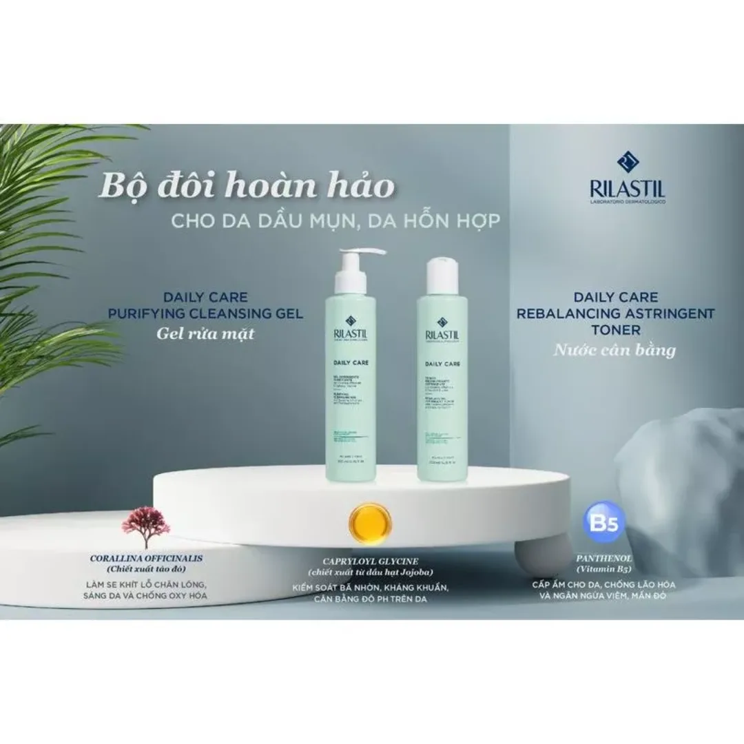 Gel Rửa Mặt Rilastil Daily Care Purifying Cleansing Gel Thanh Lọc Kiểm Soát Bã Nhờn Cho Da Dầu Hỗn Hợp 200ml 3