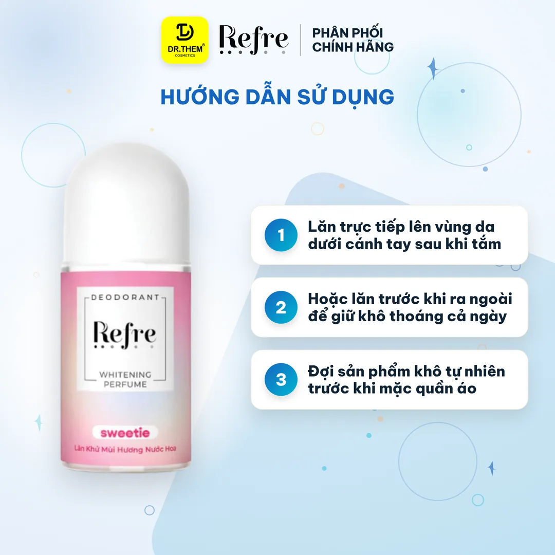 Lăn Khử Mùi Refre Whitening Perfume Hương Ngọt Ngào Sweetie Khử Mùi Dưỡng Sáng Vùng Da Dưới Cánh Tay 40ml 3