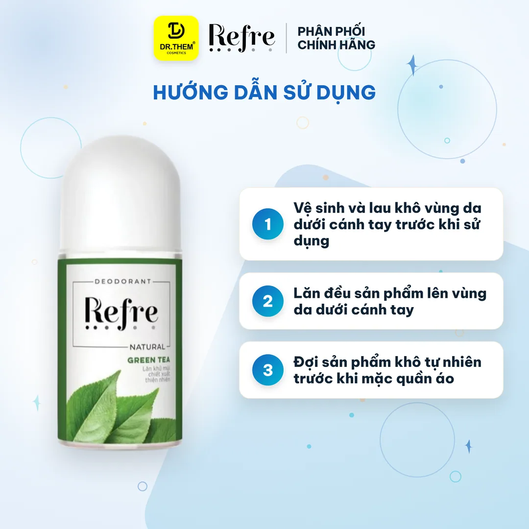 Lăn Khử Mùi Refre Natural Chiết Xuất Thiên Nhiên Khử Mùi Giảm Tiết Mồ Hôi 48H Dịu Nhẹ Không Cồn 40ml 3