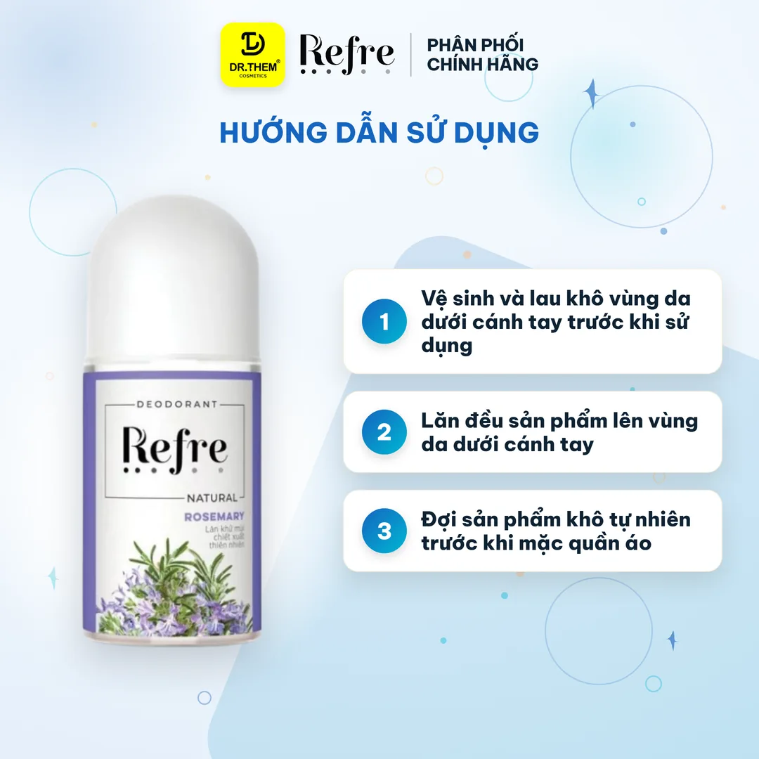 Lăn Khử Mùi Refre Natural Chiết Xuất Thiên Nhiên Hương Thảo Khử Mùi Giảm Tiết Mồ Hôi 48H 40ml 3