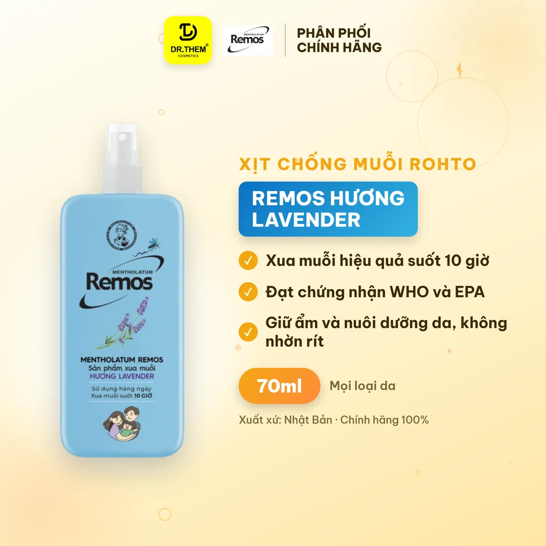 Xịt Chống Muỗi Rohto Mentholatum Remos Hương Lavender 70ml