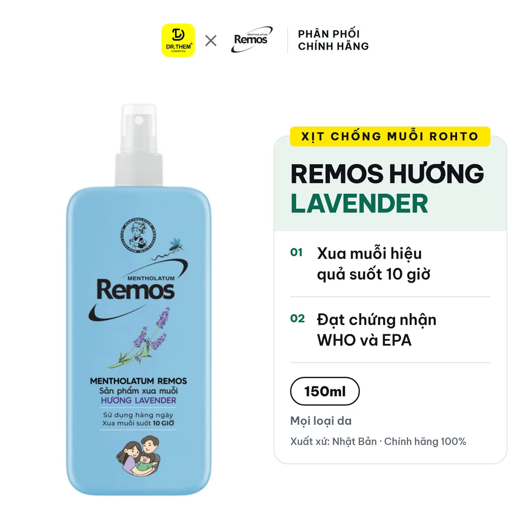 Xịt Chống Muỗi Rohto Mentholatum Remos Hương Lavender 150ml