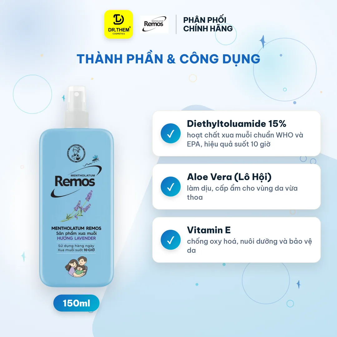Xịt Chống Muỗi Rohto Mentholatum Remos Hương Lavender 150ml 2
