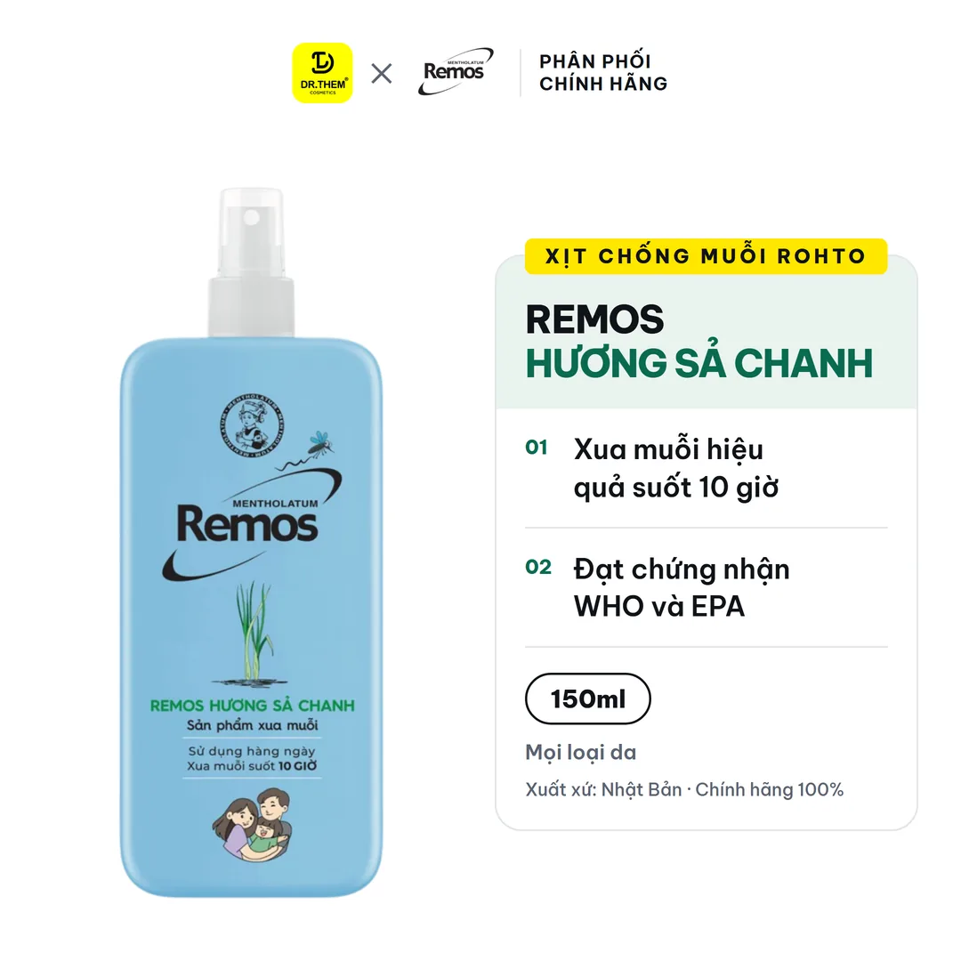 Xịt Chống Muỗi Rohto Mentholatum Remos Hương Sả Chanh 150ml
