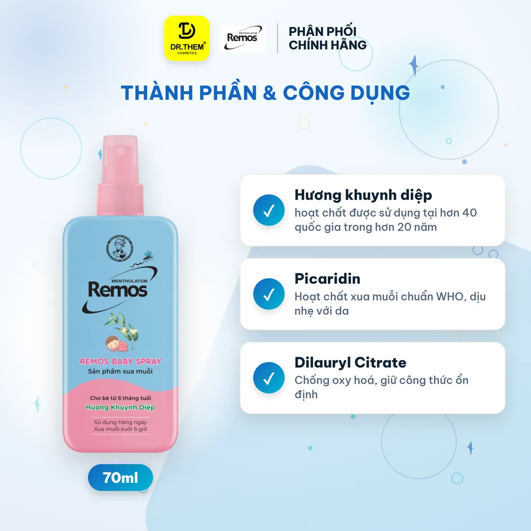Xịt Xua Muỗi Rohto Remos Picaridin Và Tinh Dầu Thiên Nhiên Xua Đuổi Muỗi Côn Trùng Cho Bé Và Người Lớn 70ml 2