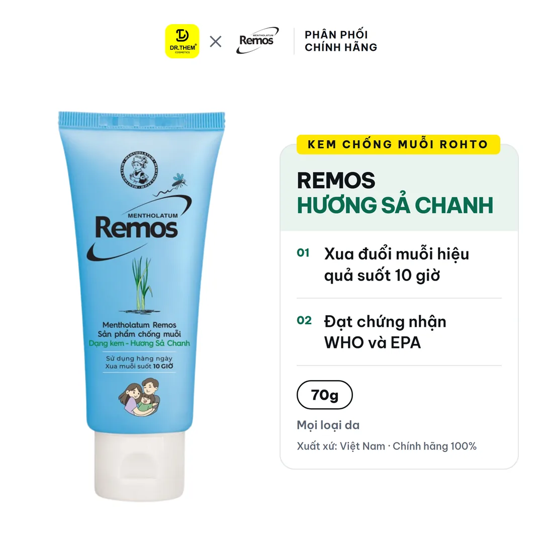 Kem Chống Muỗi Rohto Mentholatum Remos Hương Sả Chanh 70g