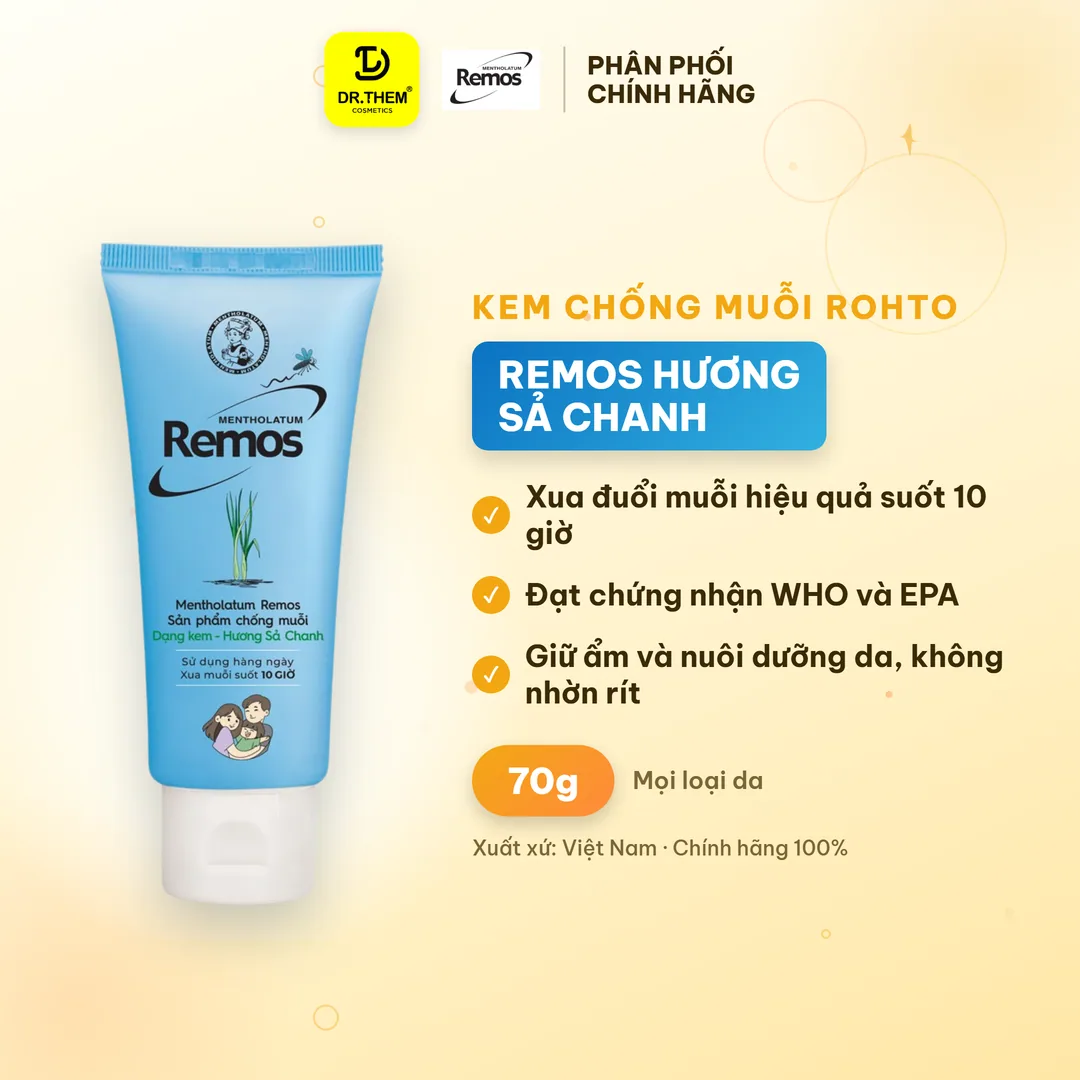 Kem Chống Muỗi Rohto Mentholatum Remos Hương Sả Chanh 70g