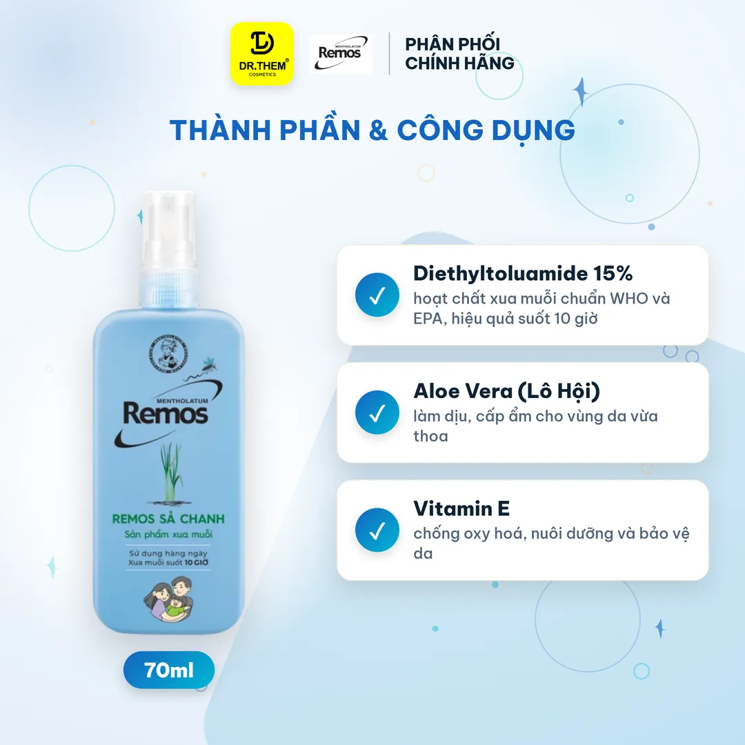 Xịt Chống Muỗi Rohto Mentholatum Remos Hương Sả Chanh 70ml 2