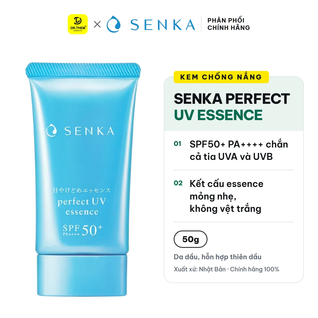 Tinh Chất Chống Nắng Senka Perfect UV Essence SPF50+ PA++++ Nâng Tông Sáng Mượt 50g