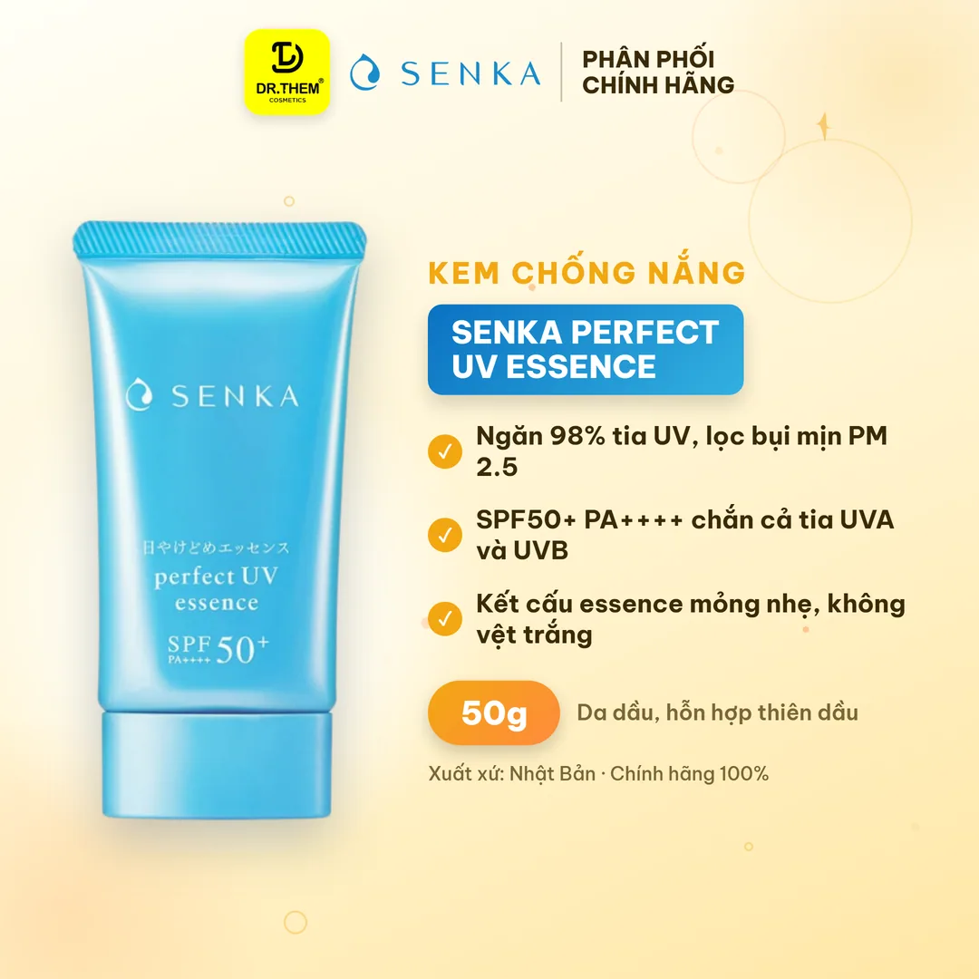 Tinh Chất Chống Nắng Senka Perfect UV Essence SPF50+ PA++++ Nâng Tông Sáng Mượt 50g