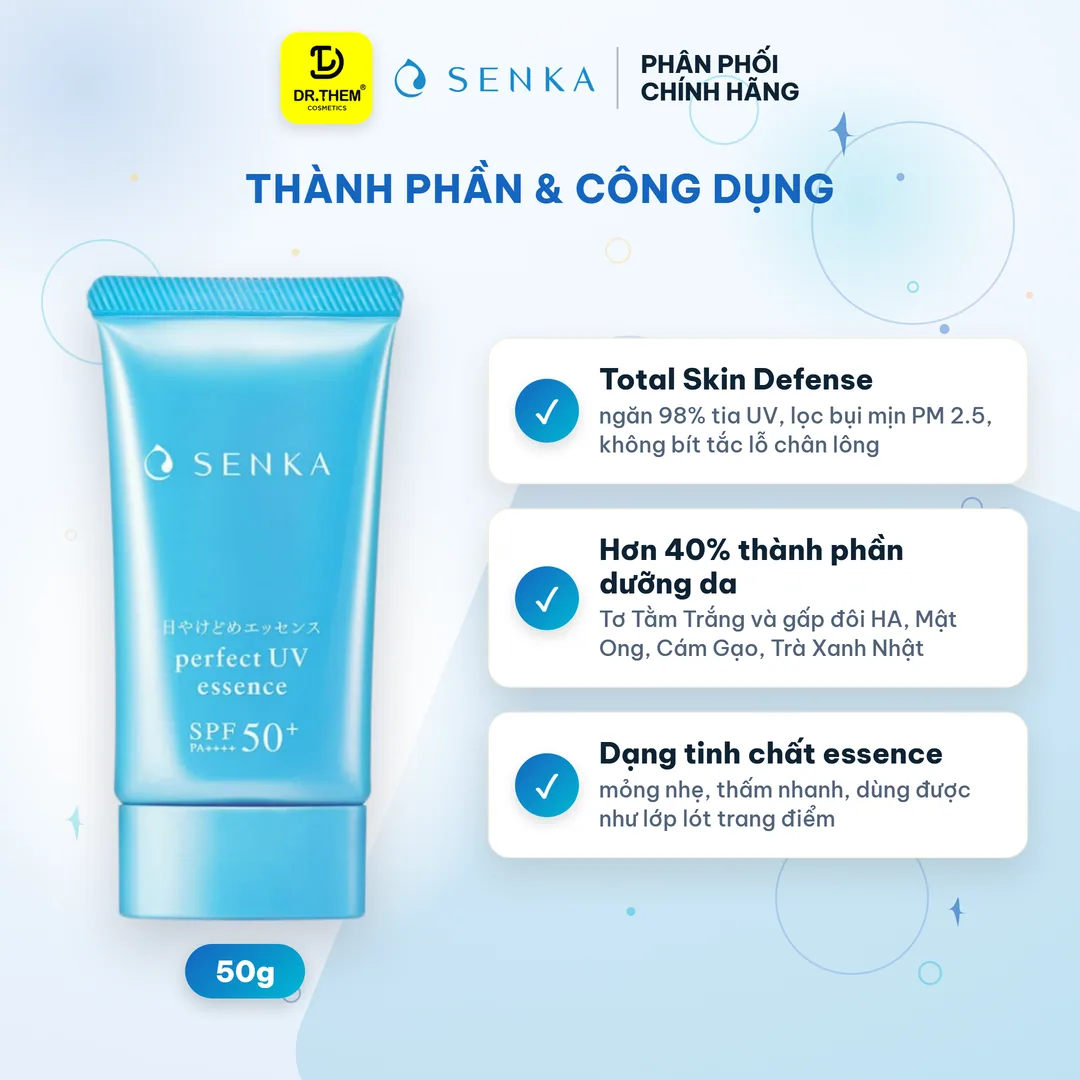Tinh Chất Chống Nắng Senka Perfect UV Essence SPF50+ PA++++ Nâng Tông Sáng Mượt 50g 2