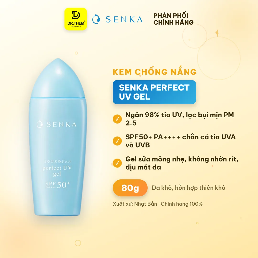 Gel Sữa Chống Nắng Senka Perfect UV Gel SPF50+ PA++++ Ẩm Mượt Cho Da Khô 80g