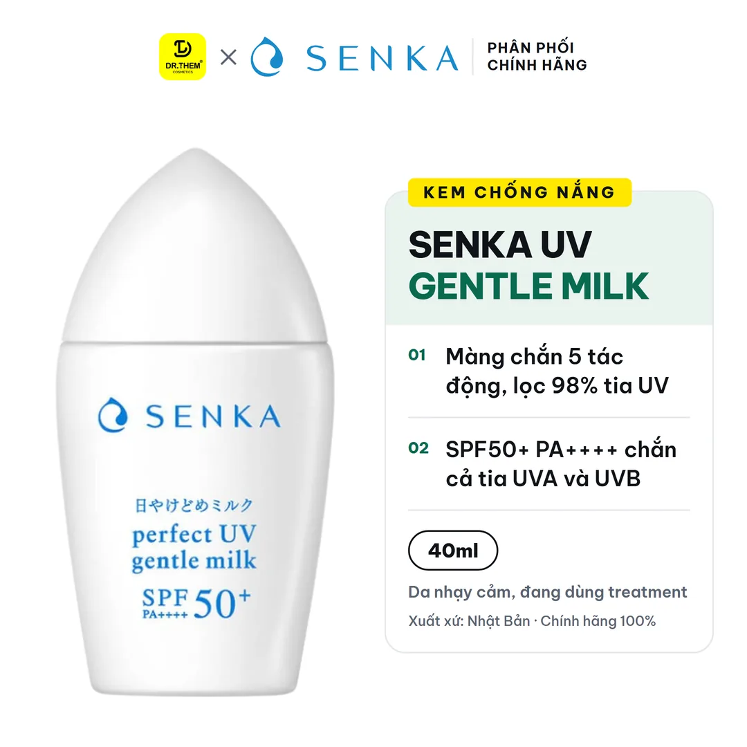 Sữa Chống Nắng Senka Perfect UV Gentle Milk SPF50+ PA++++ Cho Da Nhạy Cảm 40ml