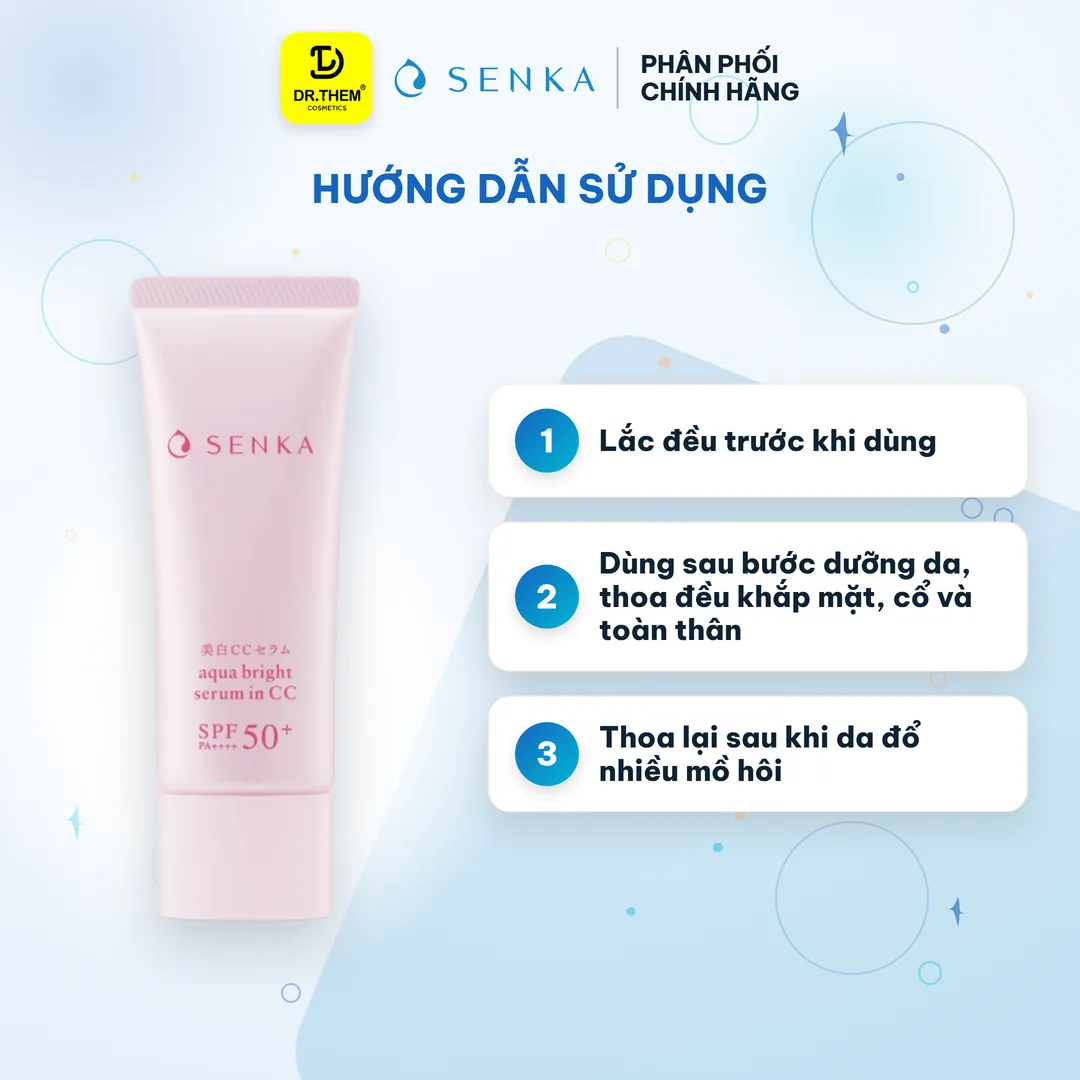 Chống Nắng Serum Senka Aqua Bright Serum In CC SPF50+ PA++++ Dưỡng Sáng Nâng Tông 40g 3