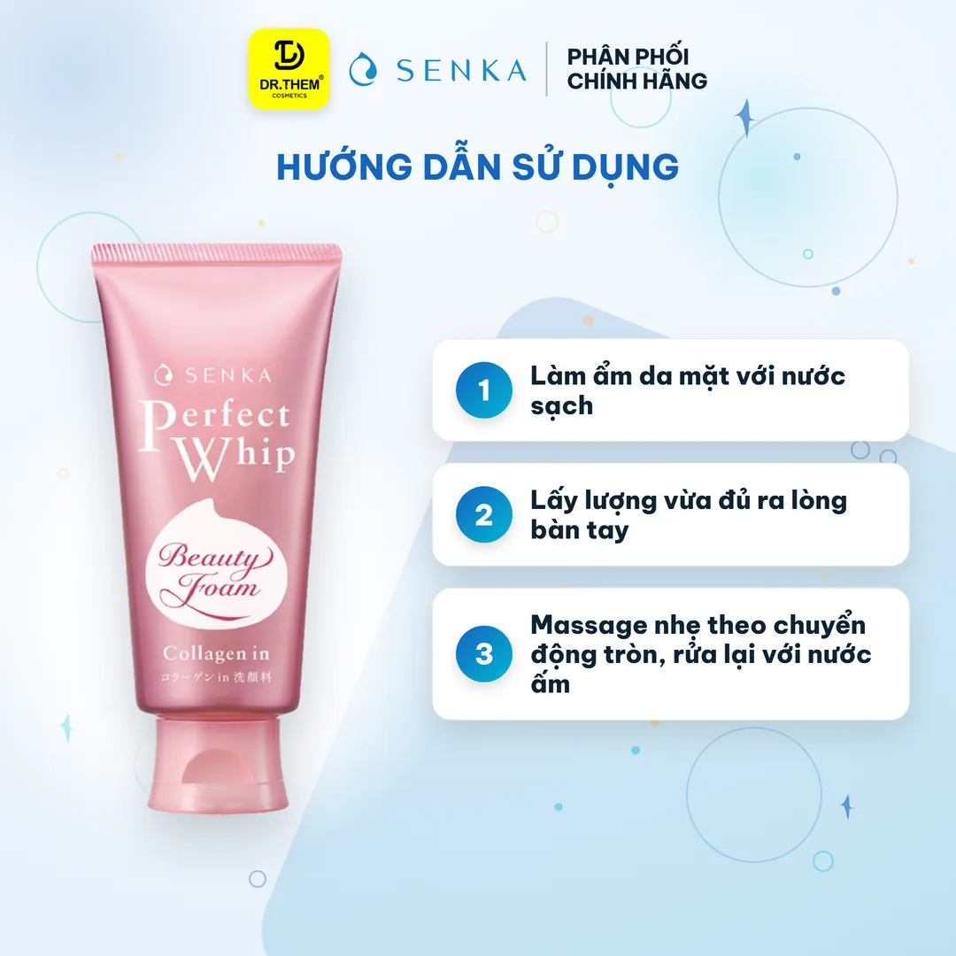 Sữa Rửa Mặt Senka Perfect Whip Collagen In Tạo Bọt Bổ Sung Collagen 120g 3