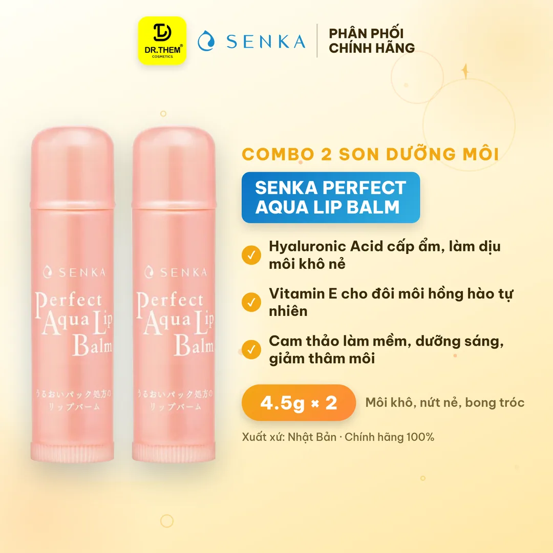 Son Dưỡng Môi Senka Perfect Aqua Lip Balm Cấp Ẩm Ngừa Khô Nứt Nẻ Và Giảm Nếp Nhăn Môi 4.5g 10g
