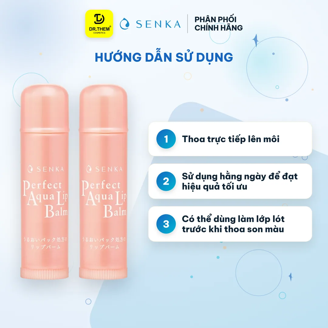 Combo 2 Son Dưỡng Môi Senka Perfect Aqua Lip Balm Cấp Ẩm Ngừa Khô Nứt Nẻ Môi 4.5g 3