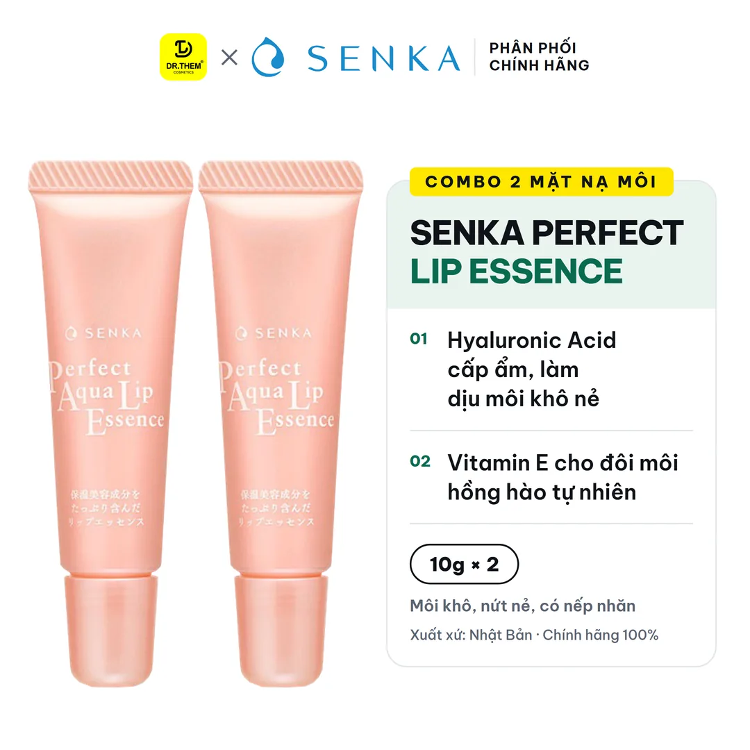 Combo 2 Mặt Nạ Dưỡng Môi Senka Perfect Aqua Lip Essence Cấp Ẩm Giảm Nếp Nhăn Môi 10g