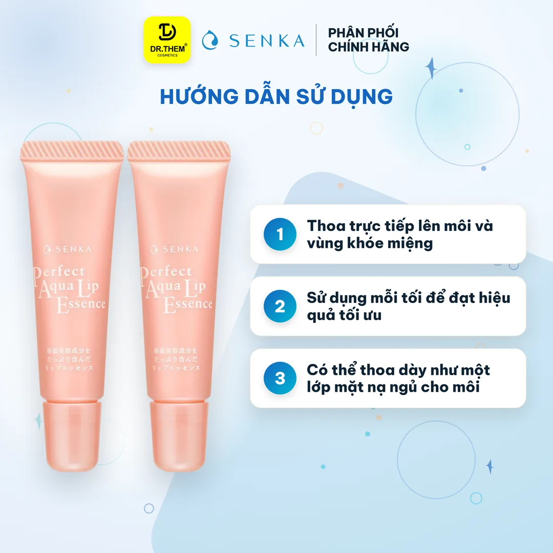 Combo 2 Mặt Nạ Dưỡng Môi Senka Perfect Aqua Lip Essence Cấp Ẩm Giảm Nếp Nhăn Môi 10g 3