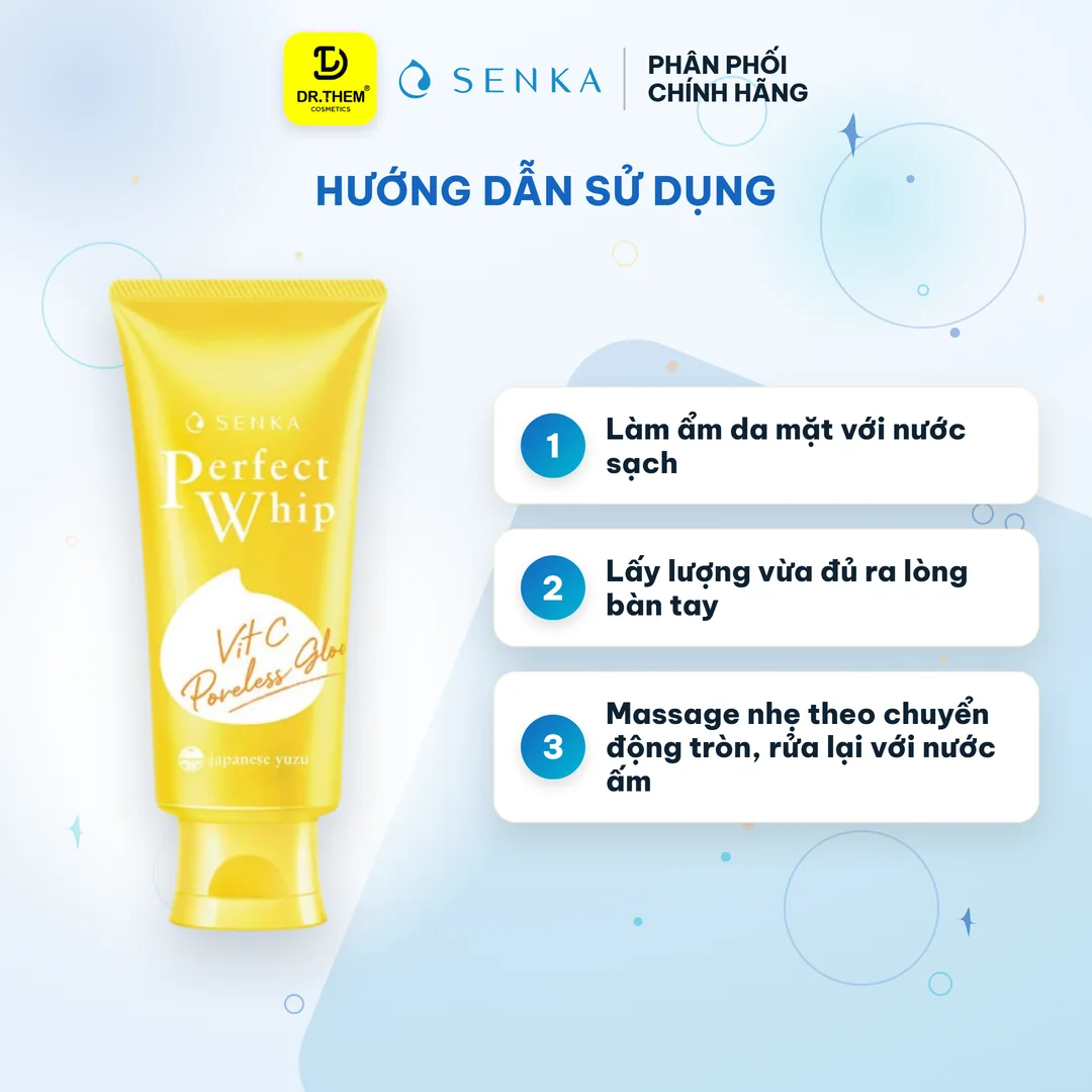 Sữa Rửa Mặt Senka Perfect Whip Vit C Dưỡng Sáng Mờ Thâm 100g 3