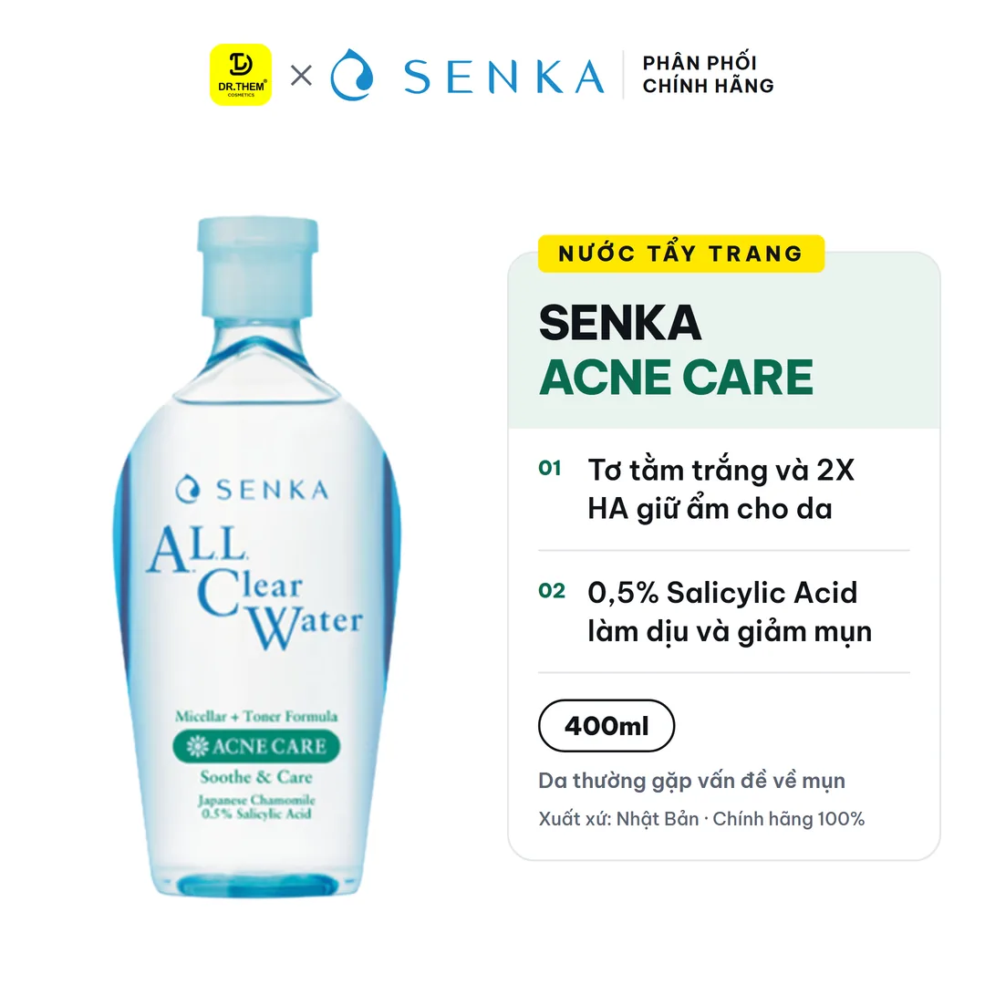 Nước Tẩy Trang Senka All Clear Water Acne Care Ngăn Ngừa Mụn 400ml