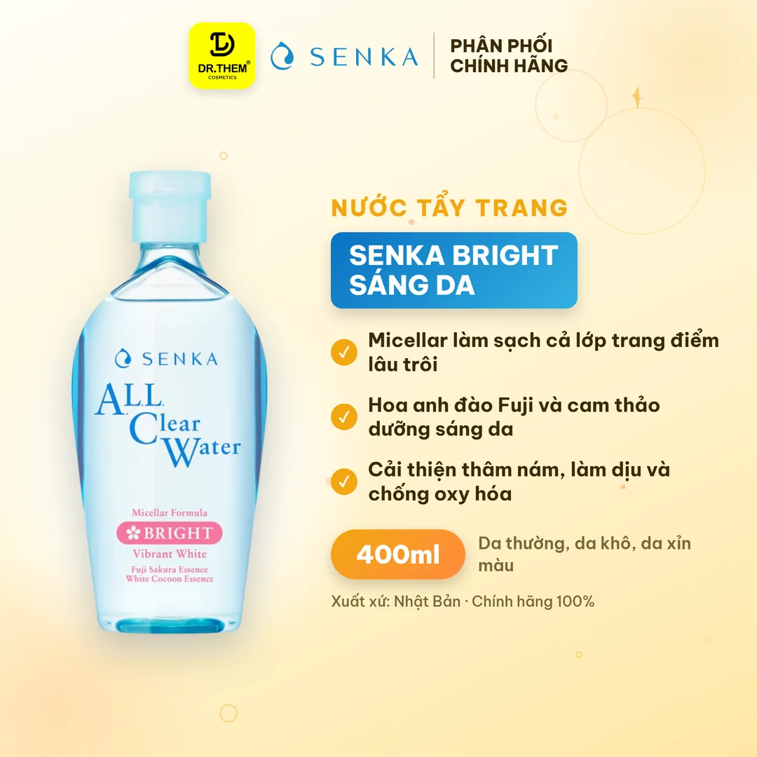 Nước Tẩy Trang Senka All Clear Water Micellar Formula Làm Sạch Trang Điểm Và Dưỡng Ẩm Cho Da 400ml 3