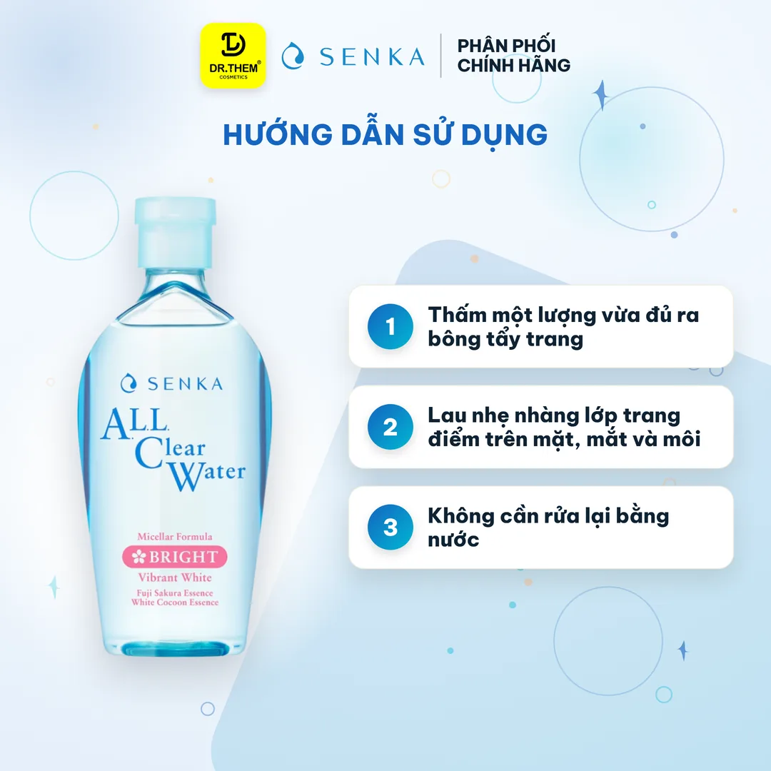 Nước Tẩy Trang Senka All Clear Water Micellar Formula Bright Dưỡng Sáng Da 400ml 3