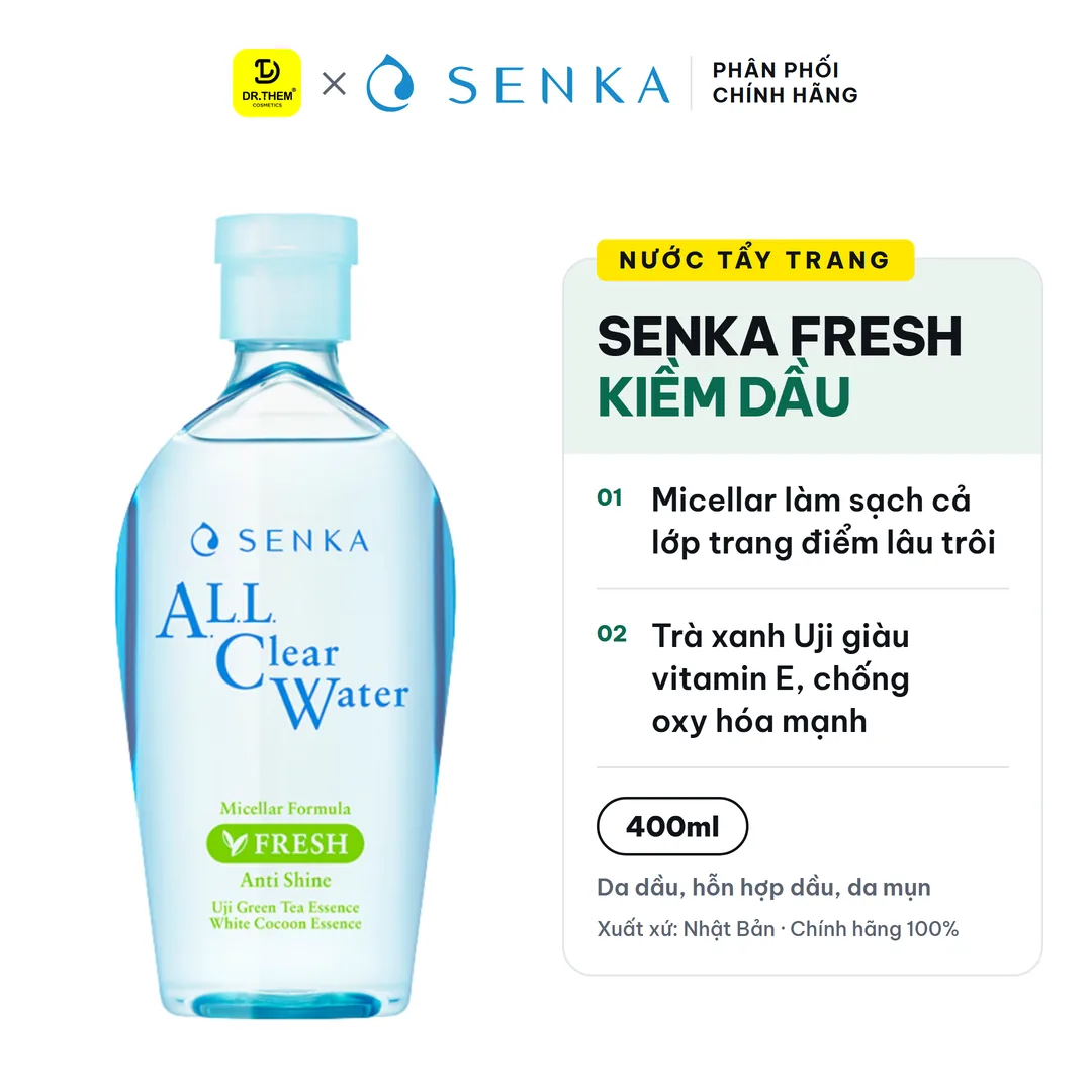 Nước Tẩy Trang Senka All Clear Water Micellar Formula Fresh Anti Shine Kiềm Dầu 400ml