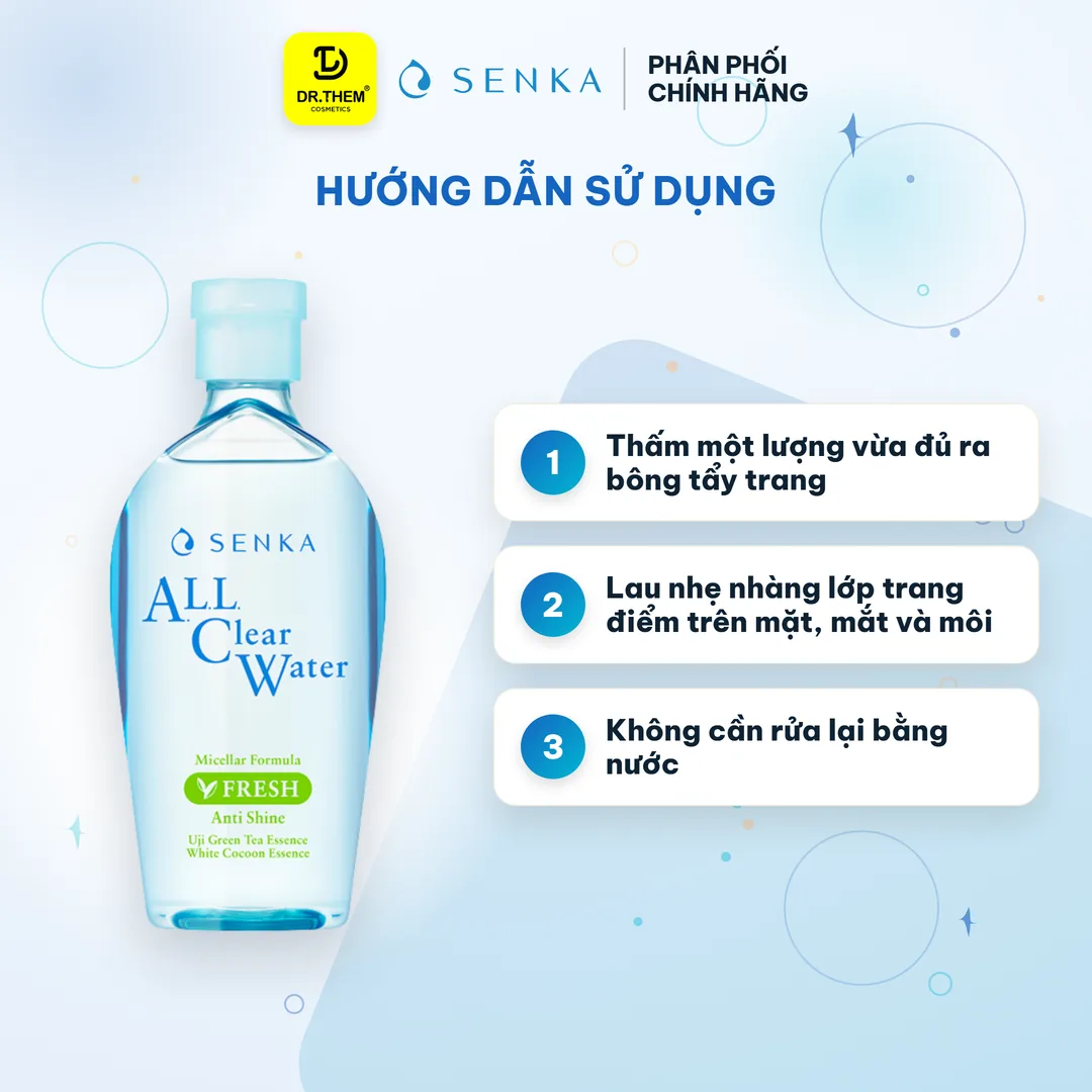 Nước Tẩy Trang Senka All Clear Water Micellar Formula Fresh Anti Shine Kiềm Dầu 400ml 3