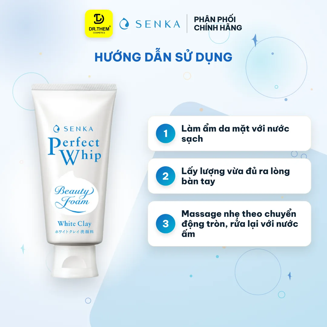 Sữa Rửa Mặt Senka Perfect White Clay Đất Sét Trắng Làm Đều Màu Da 120g 3