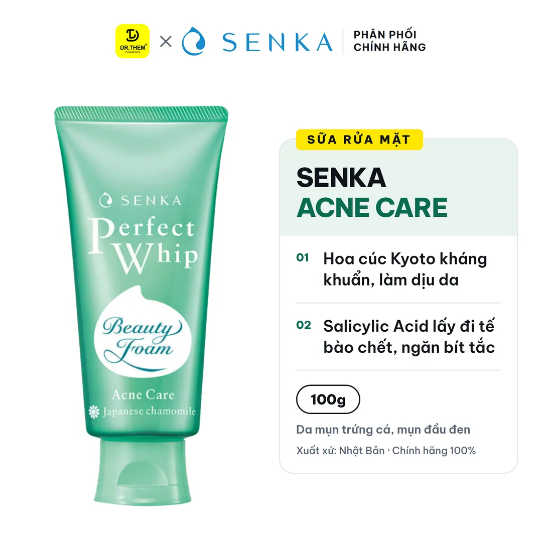 Sữa Rửa Mặt Senka Perfect Whip Acne Care Dành Cho Da Mụn 100g