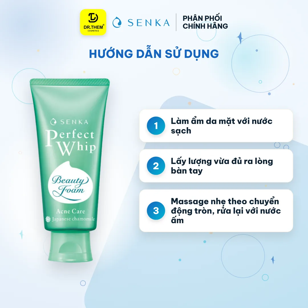 Sữa Rửa Mặt Senka Perfect Whip Acne Care Dành Cho Da Mụn 100g 3