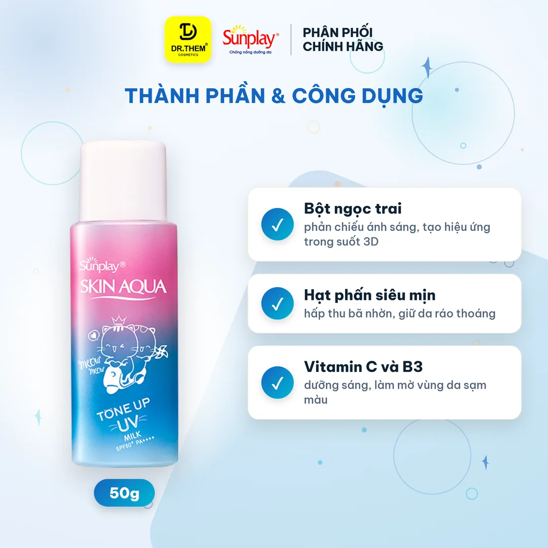 Kem Chống Nắng Sunplay Skin Aqua Tone Up UV Milk Lavender SPF50+ PA++++ Nâng Tông Kiềm Dầu 50g 2