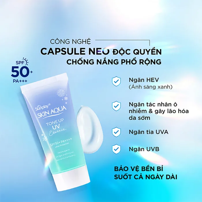 Tinh Chất Chống Nắng Sunplay Skin Aqua Tone Up UV Essence Blue Nâng Tông Kiềm Sắc Đỏ Dưỡng Ẩm 12H 50g 2