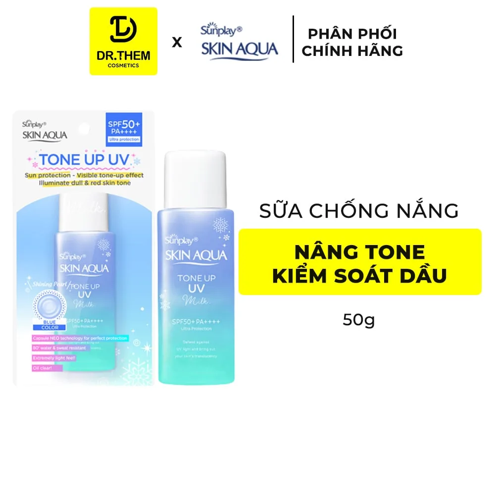 Sữa Chống Nắng Sunplay Skin Aqua Tone Up UV Milk Blue Nâng Tông Hiệu Chỉnh Sắc Da Kiểm Soát Dầu 12H 50g
