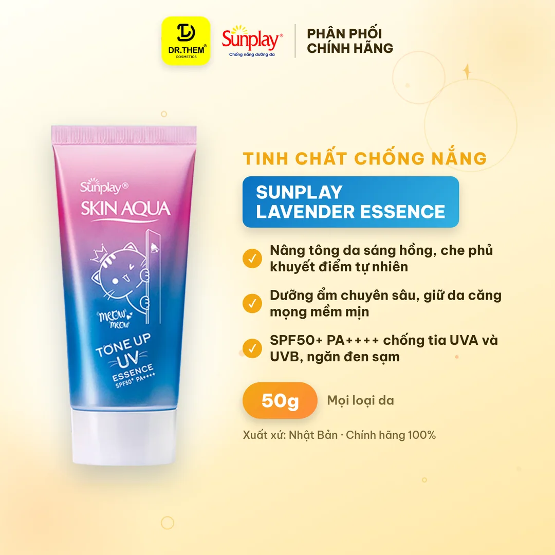 Tinh Chất Chống Nắng Sunplay Skin Aqua Tone Up UV Essence Lavender SPF50+ PA++++ Nâng Tông Dưỡng Ẩm 50g