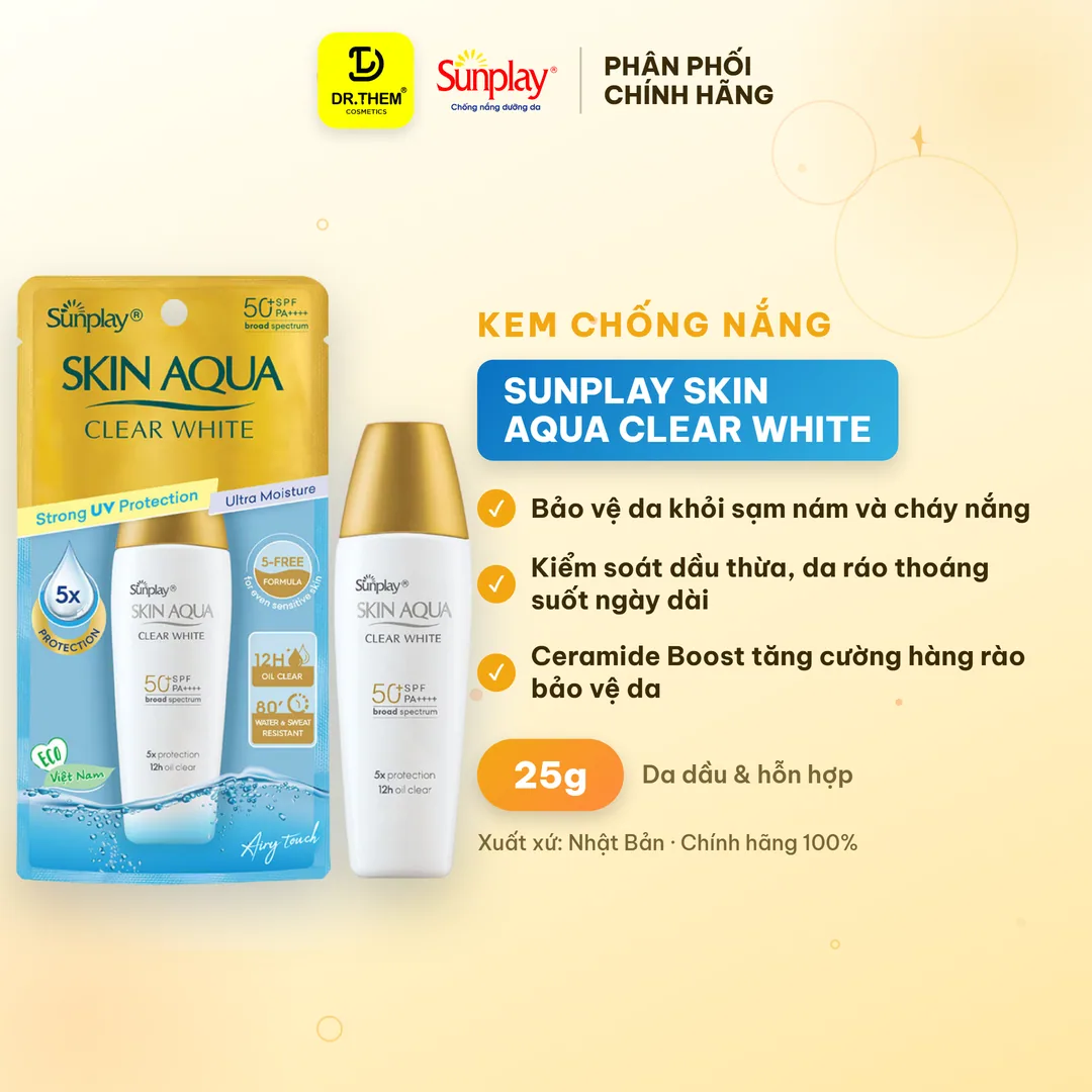 Sữa Chống Nắng Sunplay Skin Aqua Clear White SPF50+ PA++++ Dưỡng Da Sáng Mịn Kiềm Dầu 25g 55g