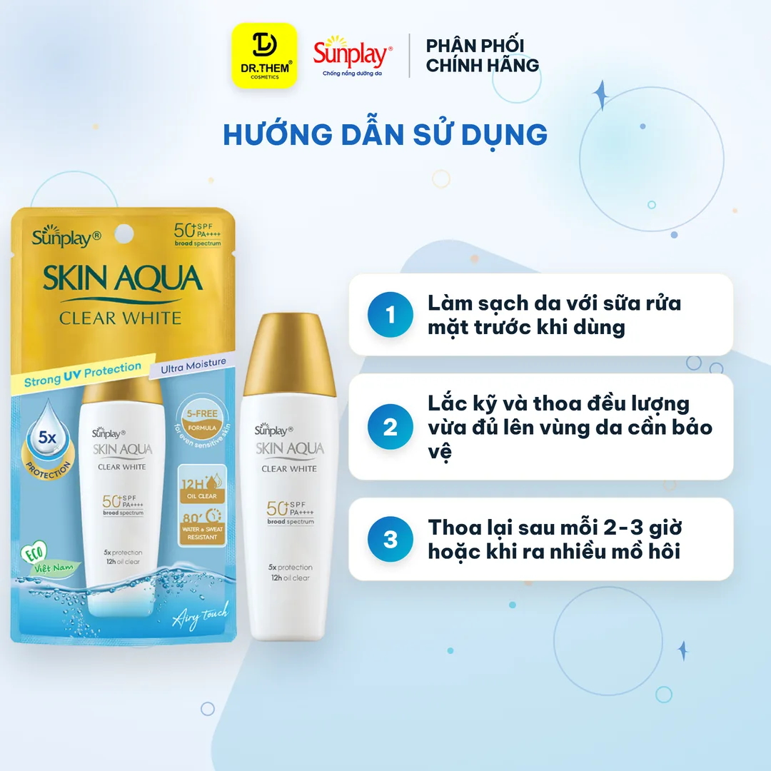 Sữa Chống Nắng Sunplay Skin Aqua Clear White SPF50+ PA++++ Dưỡng Sáng Kiềm Dầu 25g 3