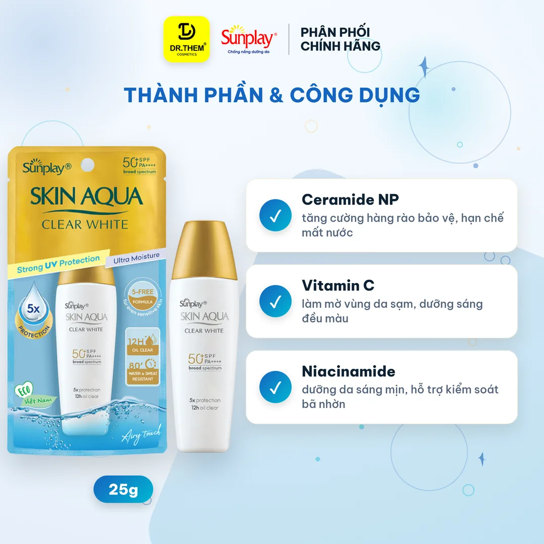 Sữa Chống Nắng Sunplay Skin Aqua Clear White SPF50+ PA++++ Dưỡng Sáng Kiềm Dầu 25g 2