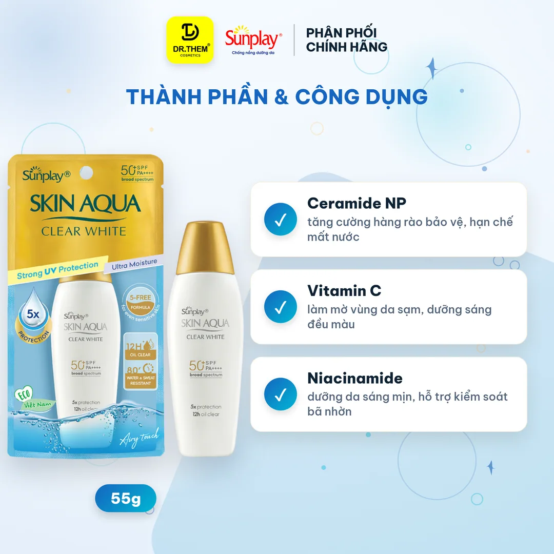 Sữa Chống Nắng Sunplay Skin Aqua Clear White SPF50+ PA++++ Dưỡng Sáng Kiềm Dầu 55g 2