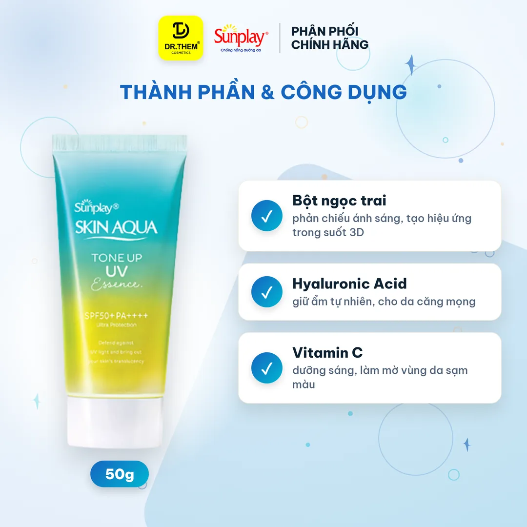 Tinh Chất Chống Nắng Sunplay Skin Aqua Tone Up UV Essence Mint Green SPF50+ PA++++ Trung Hòa Sắc Đỏ 50g 2