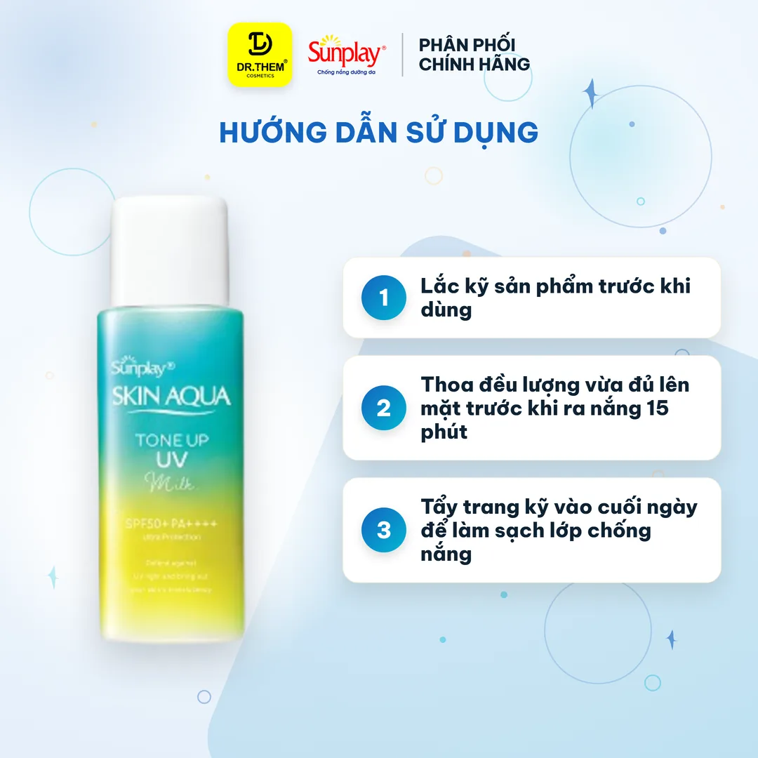 Kem Chống Nắng Sunplay Skin Aqua Tone Up UV Milk Mint Green SPF50+ PA++++ Trung Hòa Sắc Đỏ Kiềm Dầu 50g 3