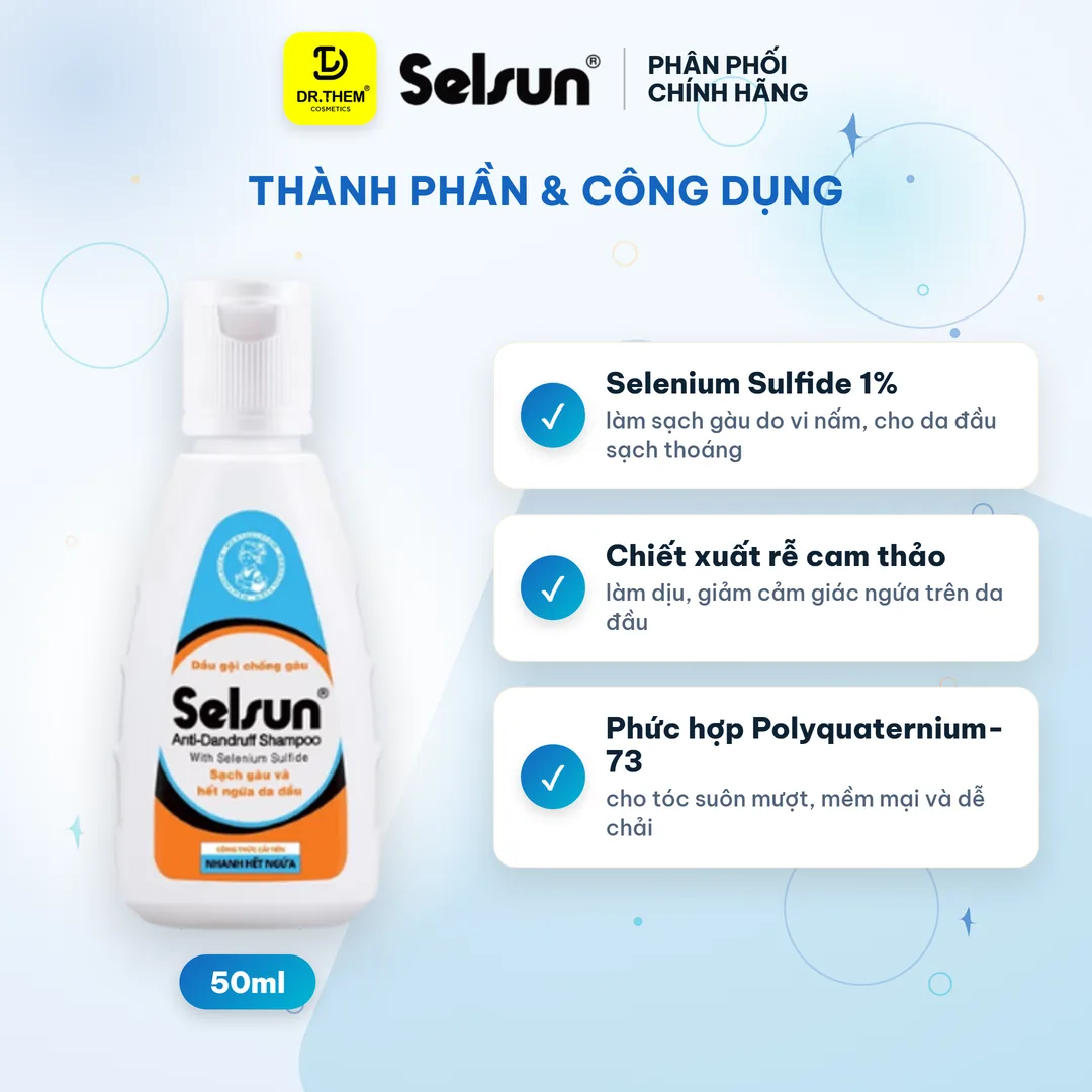 Dầu Gội Selsun 1% Selenium Sulfide Anti-Dandruff Shampoo Sạch Gàu Do Vi Nấm 50ml 2