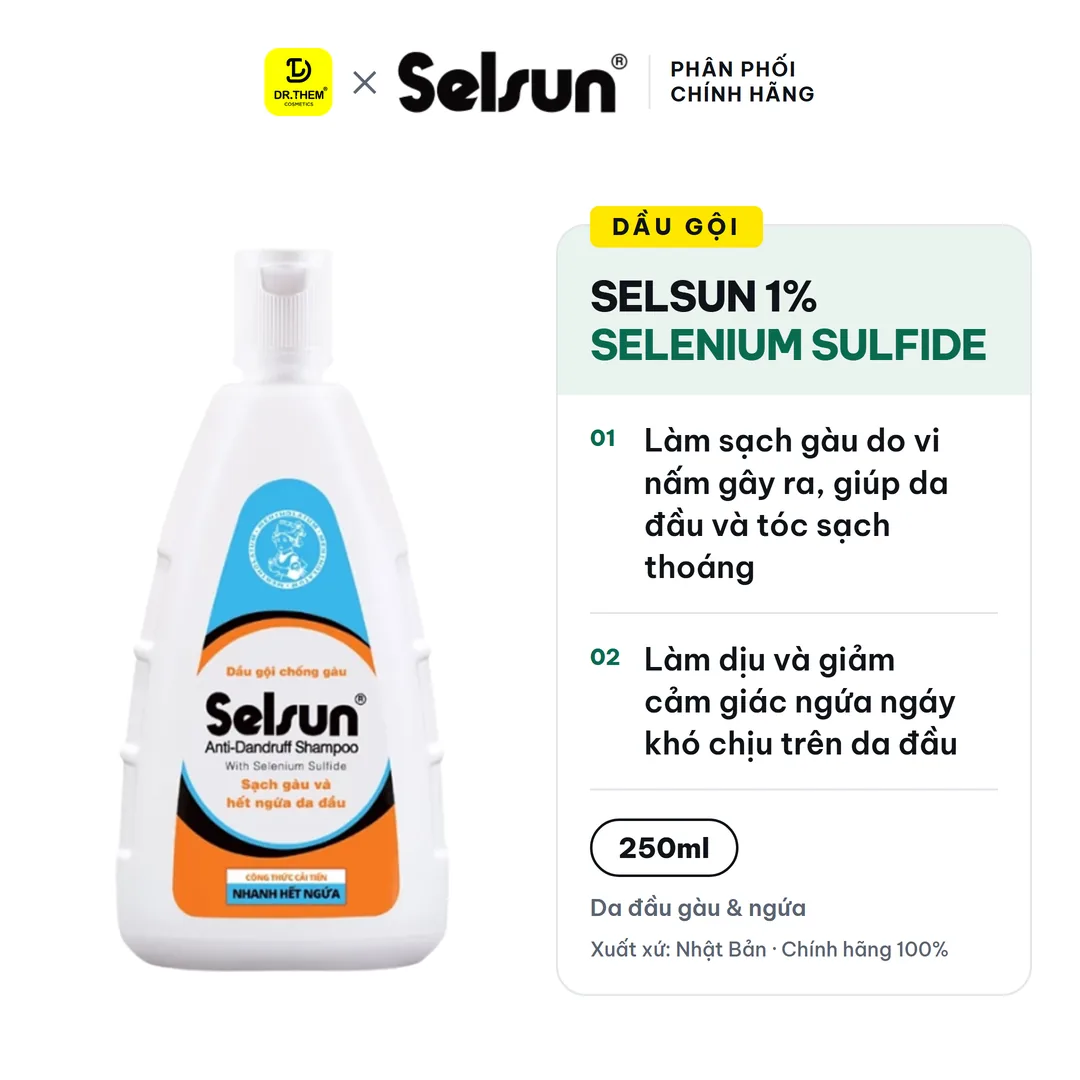 Dầu Gội Selsun 1% Selenium Sulfide Anti-Dandruff Shampoo Sạch Gàu Do Vi Nấm 250ml