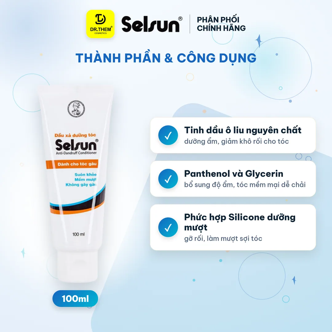 Dầu Xả Selsun Anti Dandruff Conditioner Dưỡng Tóc Mềm Mượt Dành Cho Tóc Gàu Khô Yếu Gãy Rụng 100ml 6