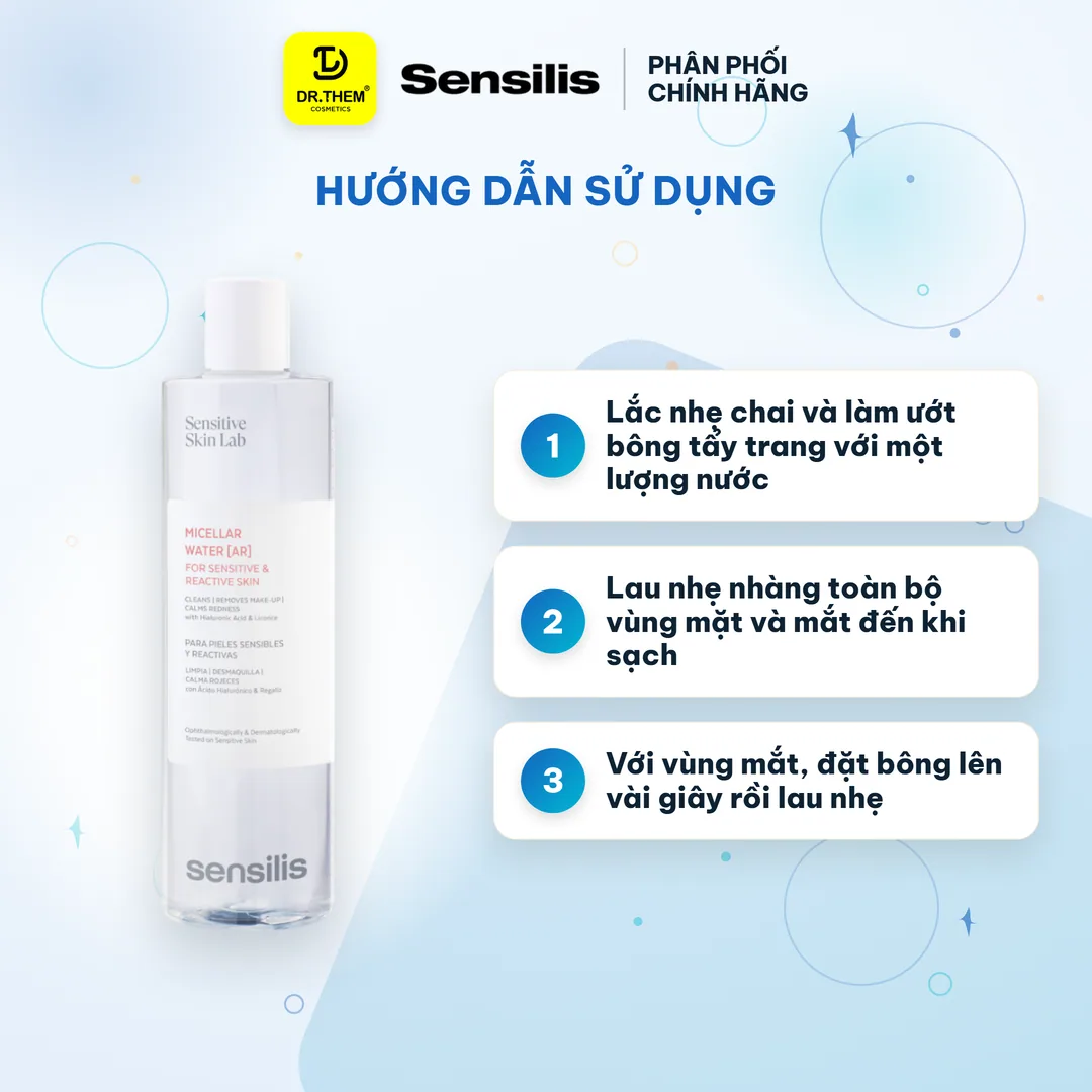 Nước Tẩy Trang Sensilis Micellar Water AR Làm Sạch Dịu Nhẹ Giảm Mẩn Đỏ Cho Da Nhạy Cảm 400ml 3