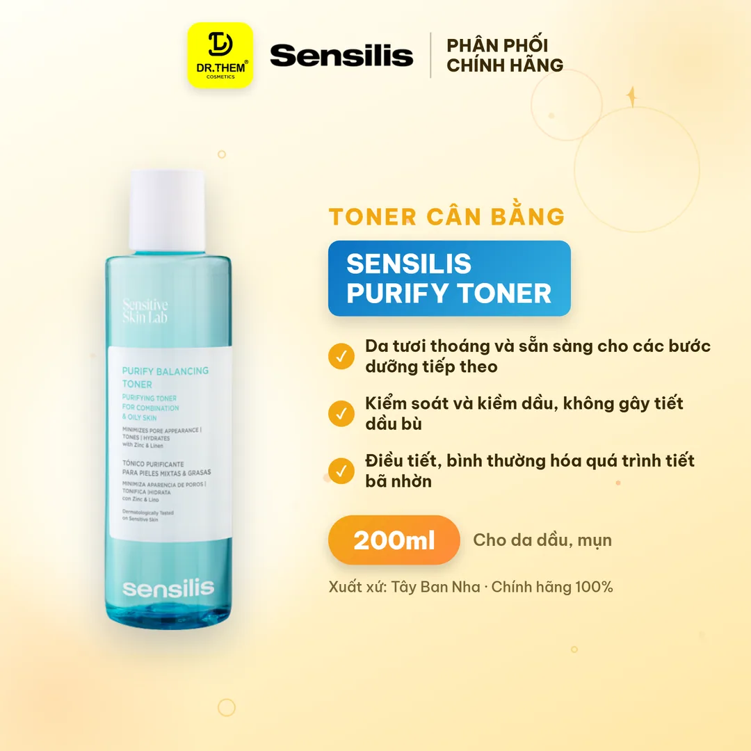 Toner Cân Bằng Sensilis Purify Balancing Toner Kiềm Dầu Se Khít Lỗ Chân Lông Cho Da Dầu Mụn 200ml