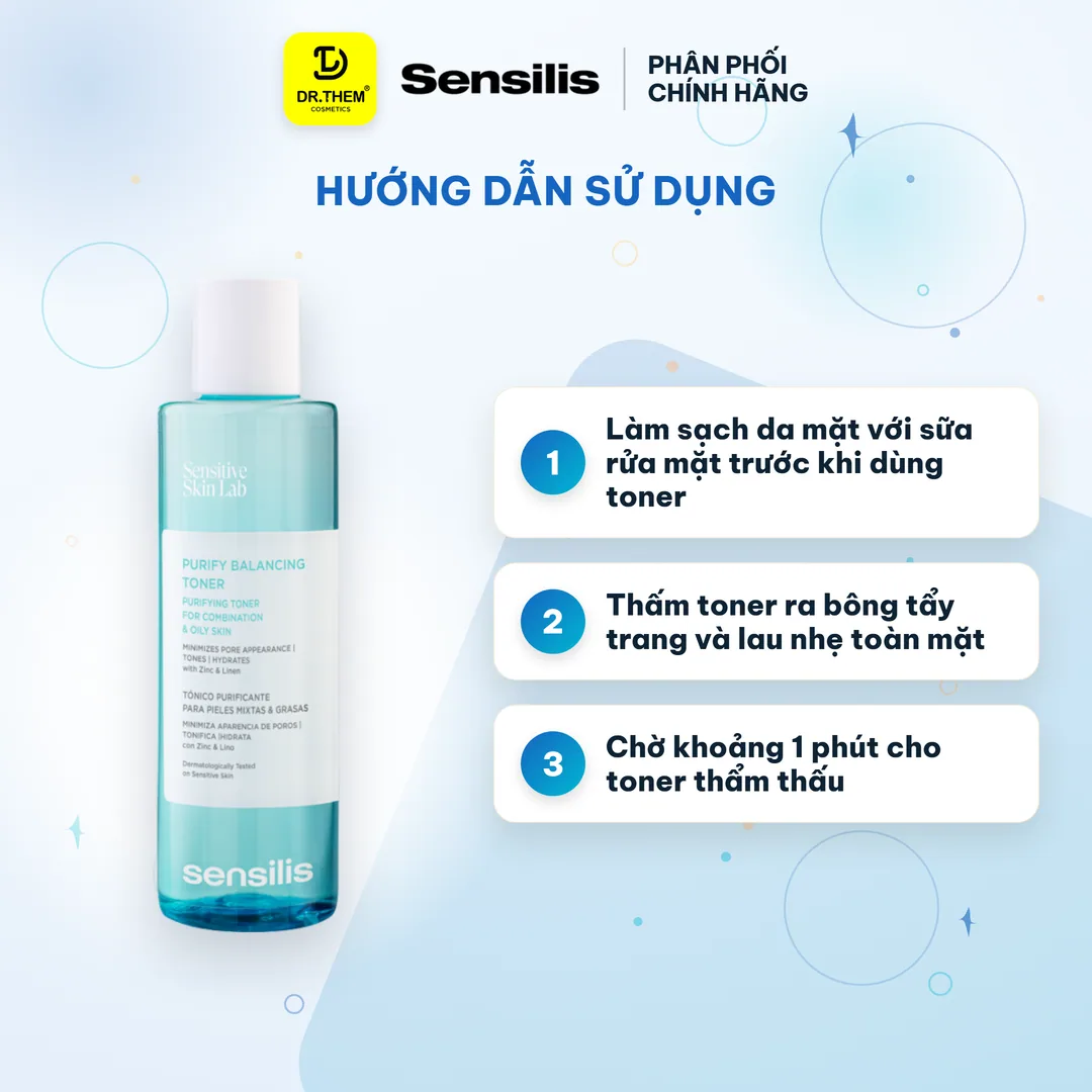 Toner Cân Bằng Sensilis Purify Balancing Toner Kiềm Dầu Se Khít Lỗ Chân Lông Cho Da Dầu Mụn 200ml 3