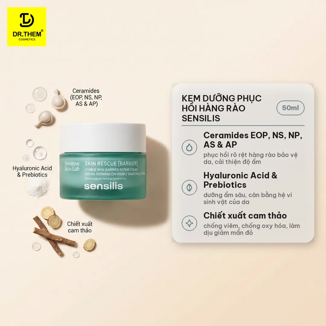 Kem Dưỡng Sensilis Skin Rescue Barrier Hỗ Trợ Phục Hồi Hàng Rào Bảo Vệ Làm Dịu Da Nhạy Cảm 50ml 2