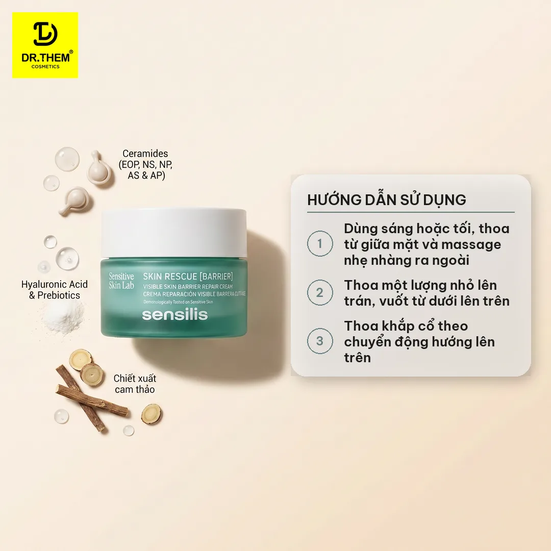 Kem Dưỡng Sensilis Skin Rescue Barrier Hỗ Trợ Phục Hồi Hàng Rào Bảo Vệ Làm Dịu Da Nhạy Cảm 50ml 3